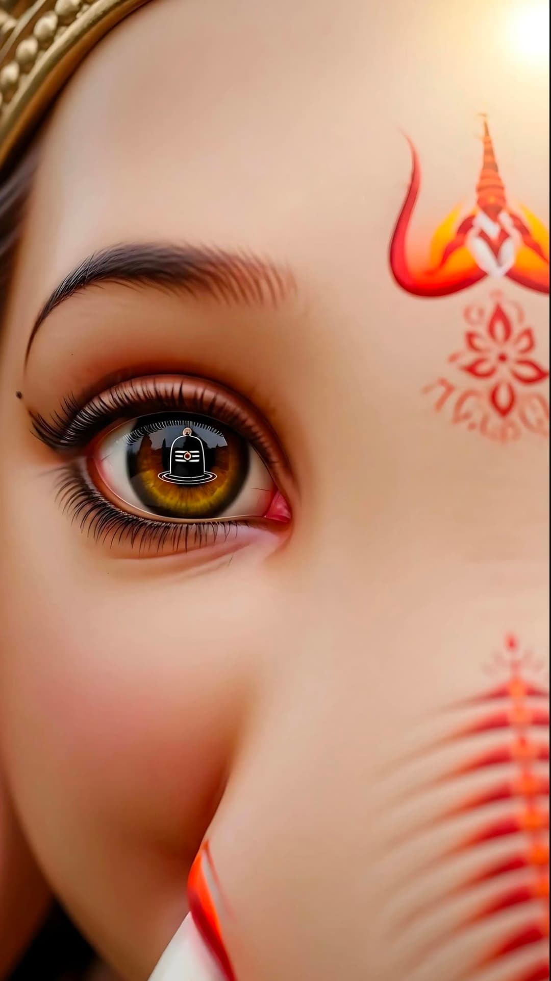 Close-up eye of Lord Ganesha showing Shivling reflection inside