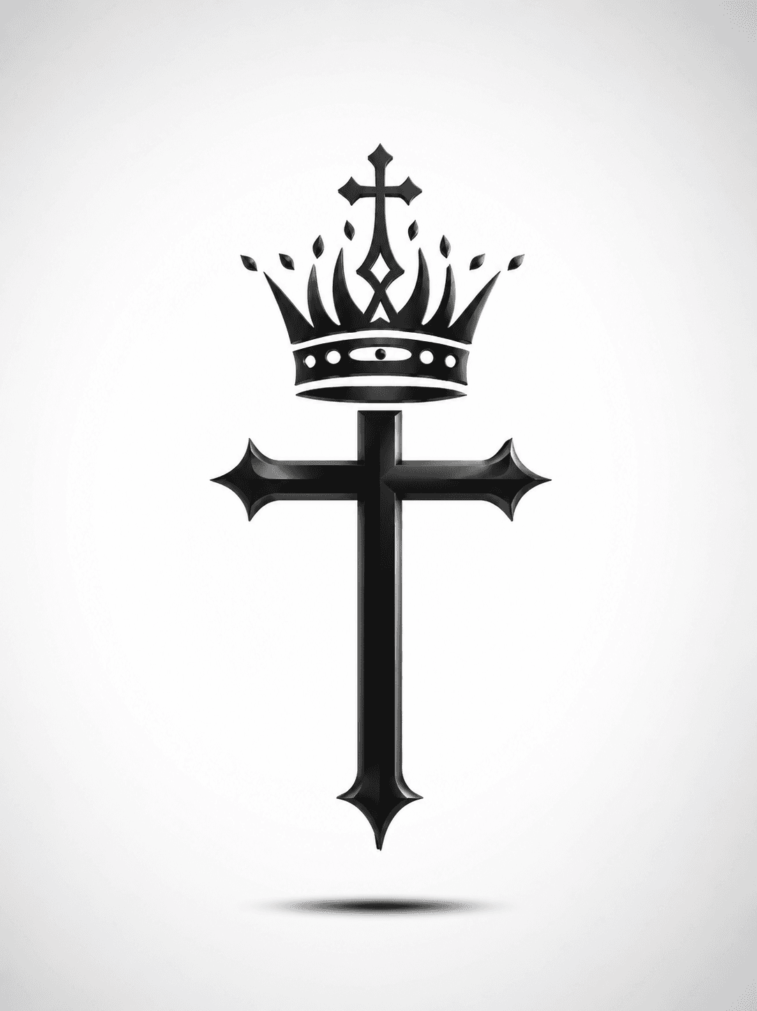 High-resolution 4K image of a black Christian cross topped with a royal crown featuring a cross emblem, symbolizing Christ the King, ideal for Christian wallpapers, church designs, and devotional artwork.