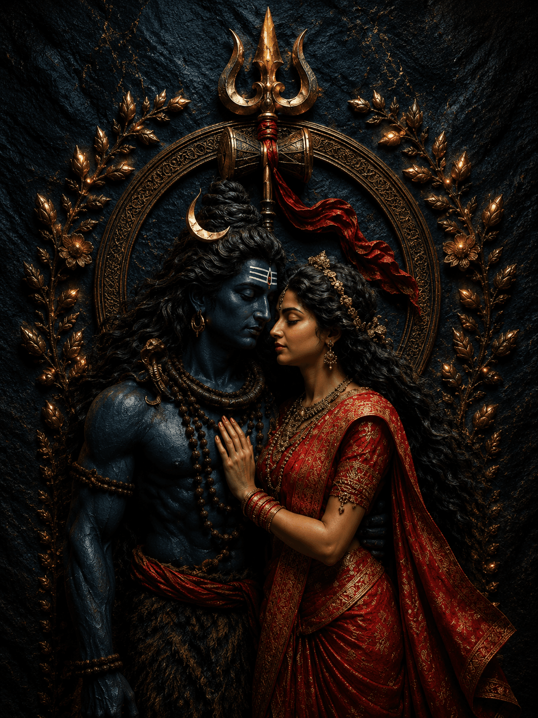 Beautiful 4K image of Lord Shiva and Goddess Parvati together, free HD download, royalty-free devotional wallpaper for 2026.